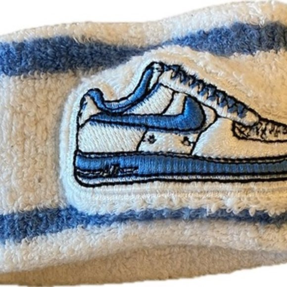 Nike Air Force 1 wristband/sweatband white carolina blue set of 2 - Picture 2 of 5